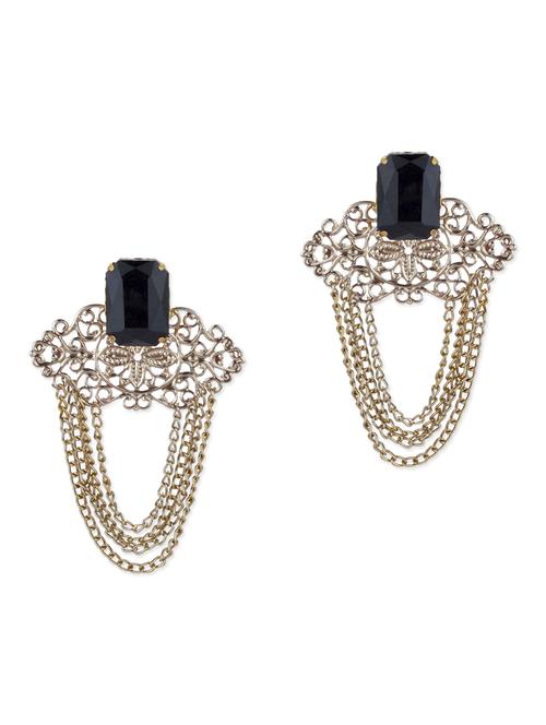 gold stone work earrings - 10143011 - Very Small Image - 1