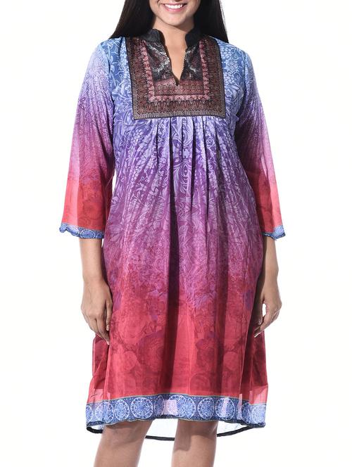 multi colored poly georgette dress - 10147573 - Very Small Image - 1