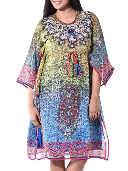 multi colored poly georgette kurta - 10147575 - Very Small Image - 1