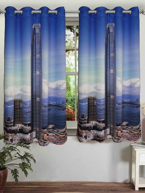 lushomes skyscraper polyster blackout curtains with 8 metal eyelets for windows - 10152651 - Very Small Image - 1