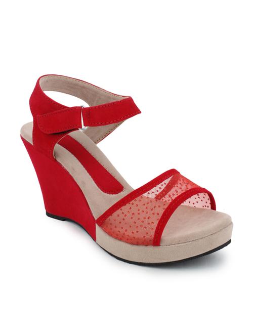 red nubuck leather wedge - 10156592 - Very Small Image - 1