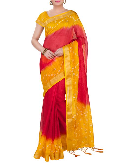yellow cotton saree - 10157070 - Very Small Image - 1