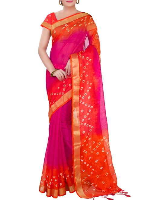 pink cotton saree - 10157074 - Very Small Image - 1