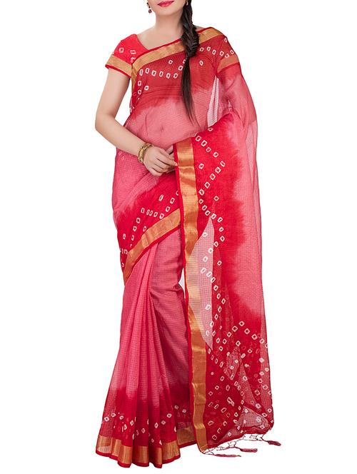 pink cotton saree - 10157076 - Very Small Image - 1