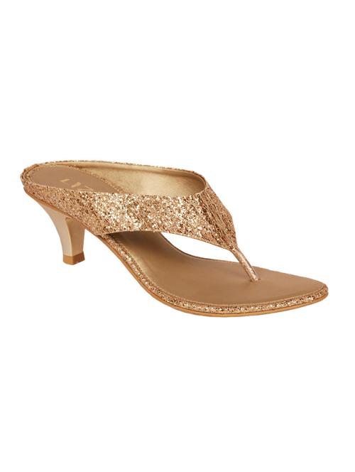gold leatherette toe separator sandal - 10158031 - Very Small Image - 1