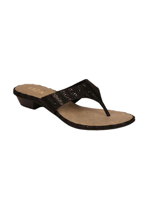 black leatherette toe separator sandal - 10158038 - Very Small Image - 1