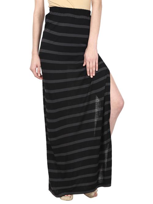 striped side slit skirt - 10164980 - Very Small Image - 1