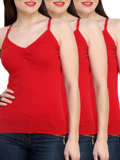 set of 3 red cotton camisole - 10167237 - Very Small Image - 1