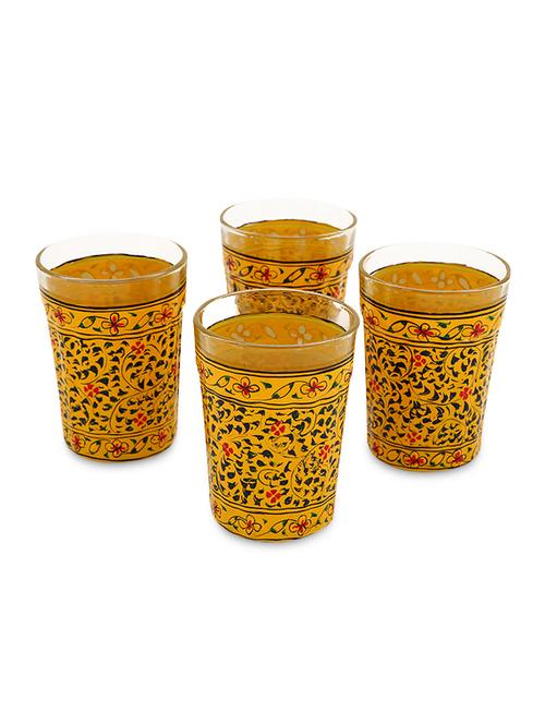 yellow painted tea glasses (set of 4) - 1016927 - Very Small Image - 1