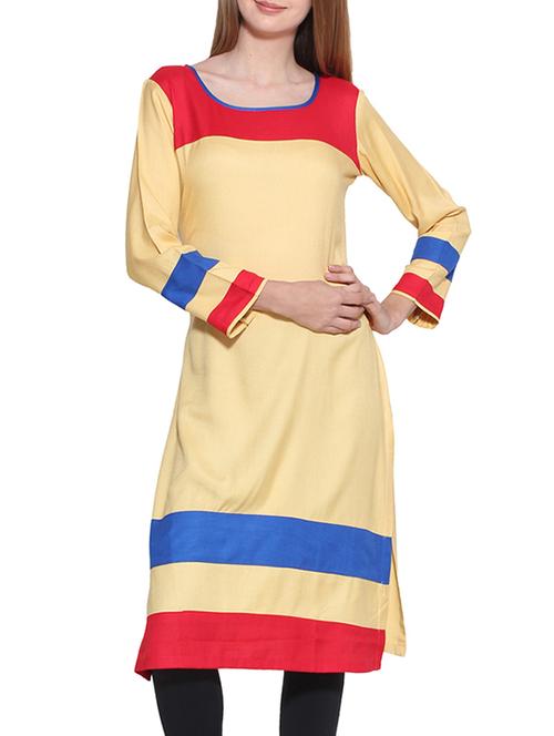 yellow rayon kurta - 10170560 - Very Small Image - 1