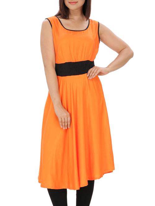 orange rayon kurta - 10170578 - Very Small Image - 1