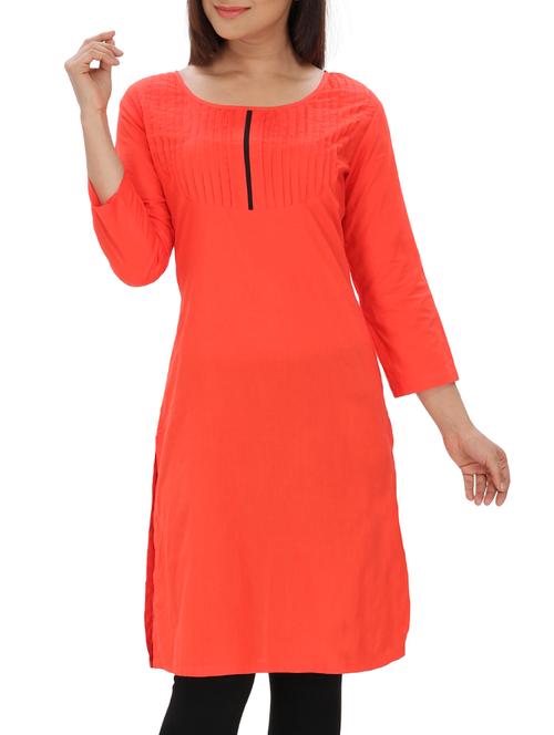 orange rayon kurta - 10170580 - Very Small Image - 1