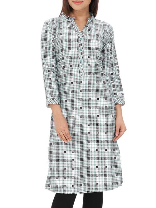 white rayon straight kurta - 10170597 - Very Small Image - 1