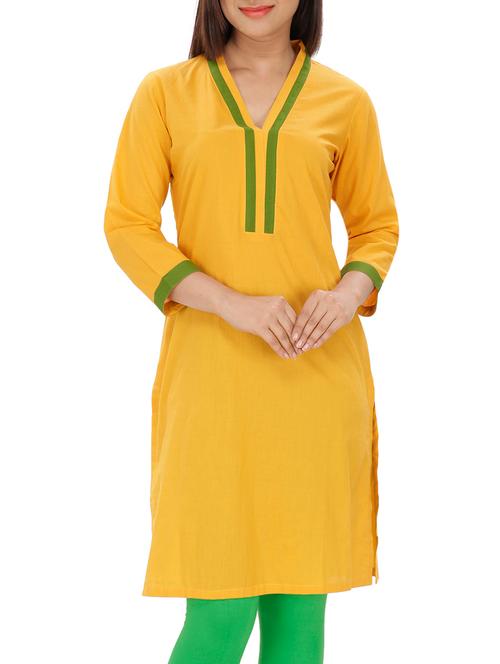 yellow rayon kurta - 10170631 - Very Small Image - 1
