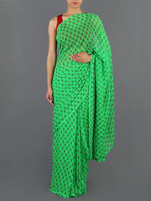 chiffon jaipuri booti print saree - 1017619 - Very Small Image - 1