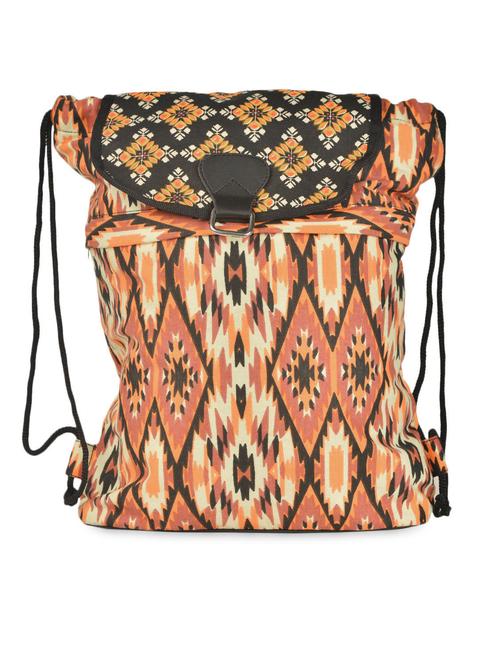 brown ikat print drawstring backpack - 1018462 - Very Small Image - 1