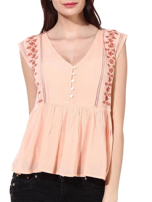 peach viscose top - 10185967 - Very Small Image - 1