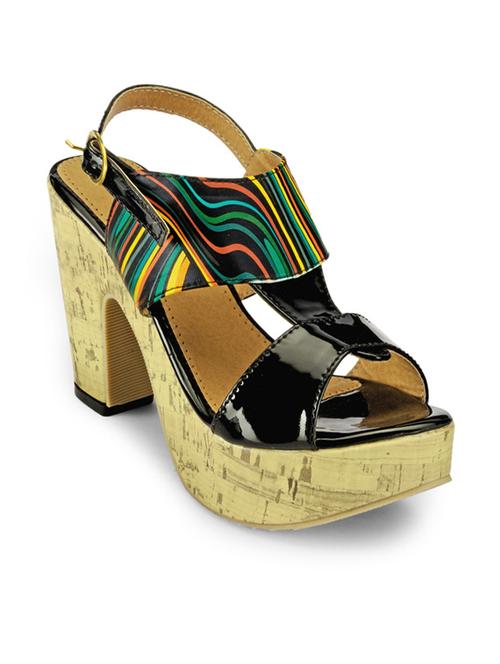 black leatherette ankle strap sandals - 10186318 - Very Small Image - 1