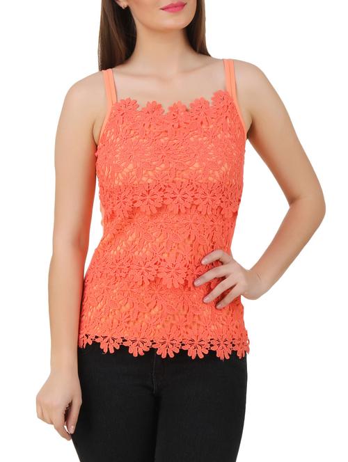 orange cotton blend spaghetti top - 10193766 - Very Small Image - 1