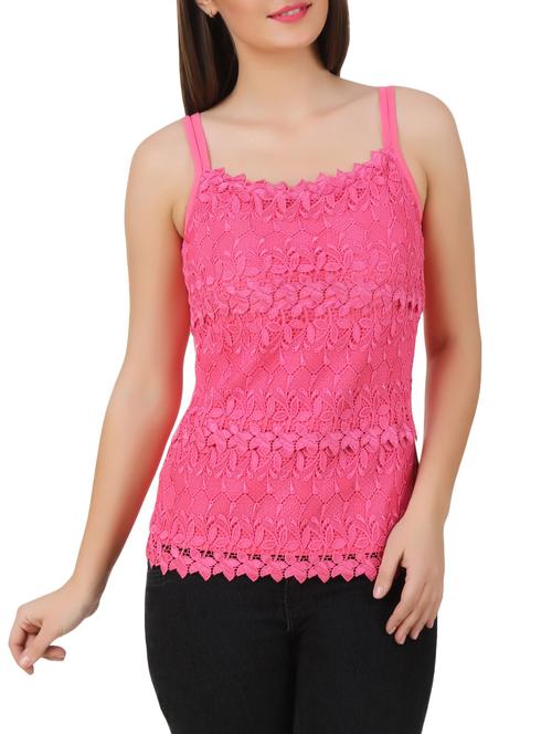 hot pink cotton blend spaghetti top - 10193768 - Very Small Image - 1