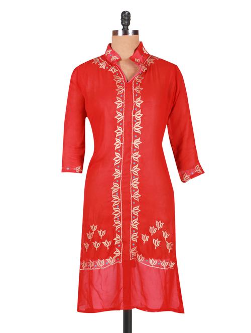 embroidered georgette long kurta - 1021385 - Very Small Image - 1
