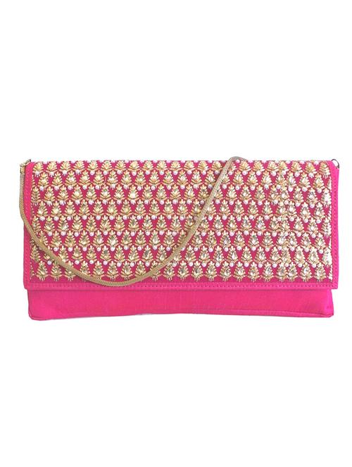 pink silk blend clutch - 10228632 - Very Small Image - 1
