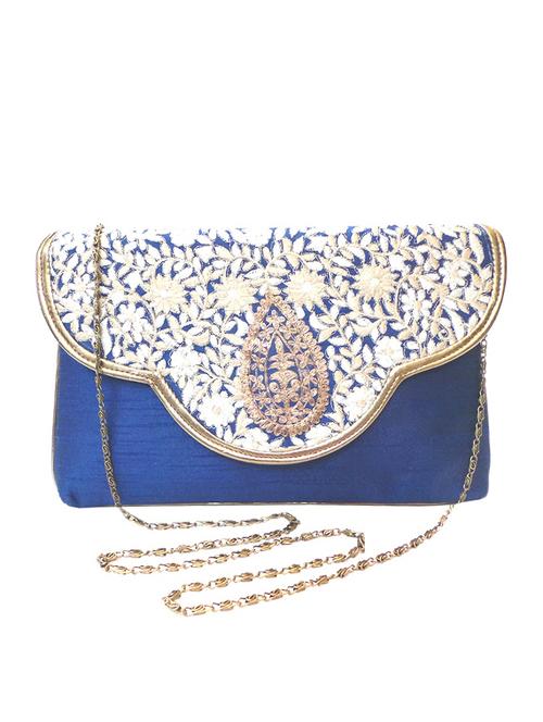 blue silk blend clutch - 10228682 - Very Small Image - 1