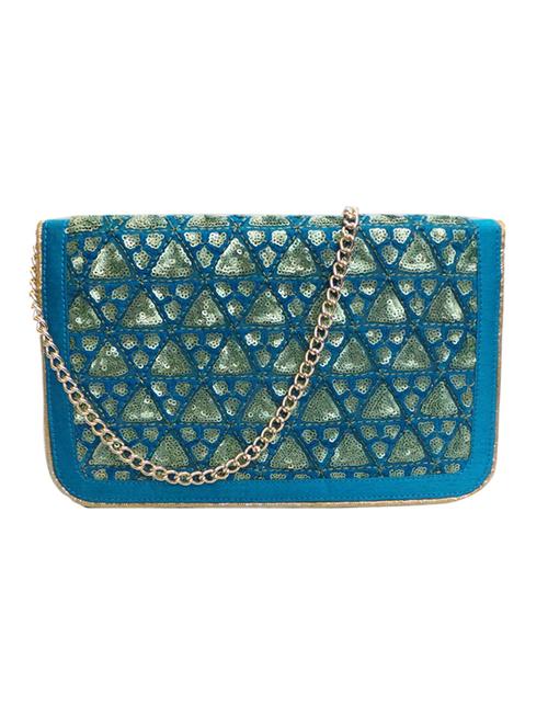 blue silk blend clutch - 10228688 - Very Small Image - 1