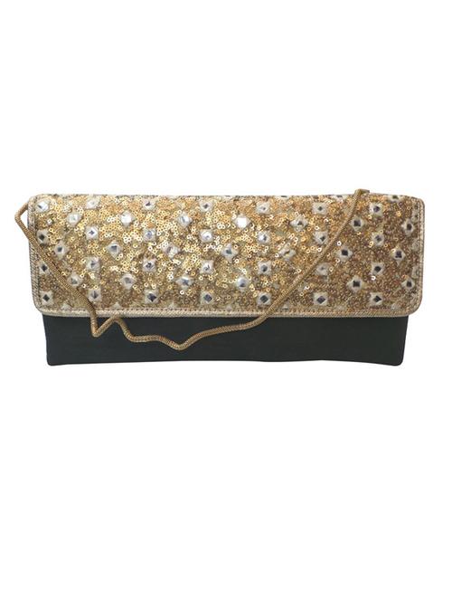 gold silk blend clutch - 10228700 - Very Small Image - 1