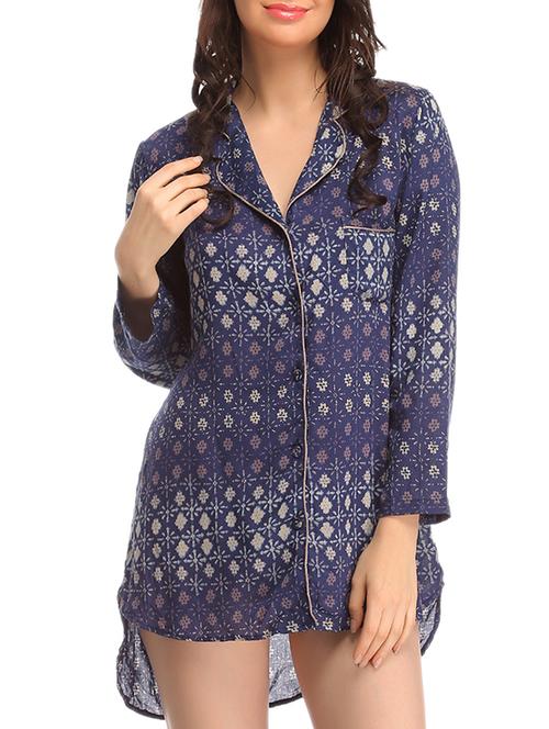 navy crepe sleepshirts & nighty - 10232959 - Very Small Image - 1