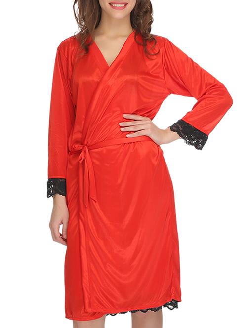 red satin sleepshirts & nighty - 10232971 - Very Small Image - 1