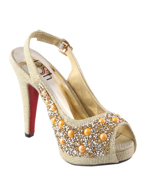 gold satin pumps - 10235029 - Very Small Image - 1