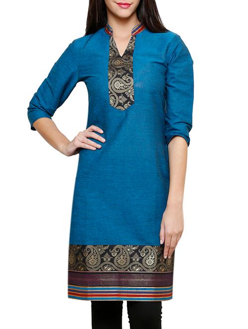 blue cotton kurta - 10235855 - Very Small Image - 1