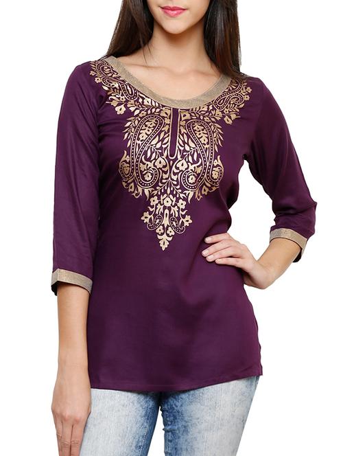 purple rayon kurti - 10235865 - Very Small Image - 1