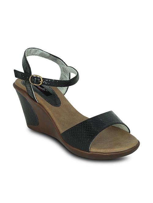 black leatherette ankle strap wedge - 10235903 - Very Small Image - 1