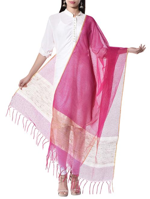 magenta chanderi cotton dupatta - 10237167 - Very Small Image - 1