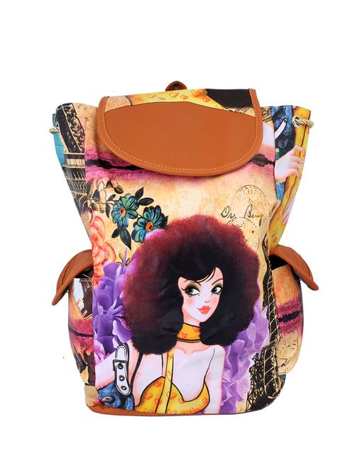 multi colored canvas, leatherette backpack - 10237678 - Very Small Image - 1