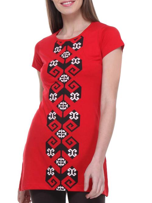 red cotton tunic - 10237948 - Very Small Image - 1