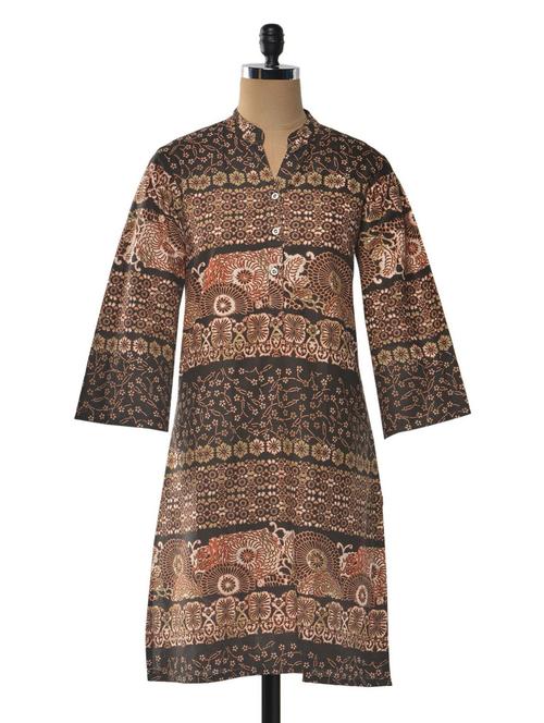 multi color cotton mandarin collar kurta - 1023841 - Very Small Image - 1