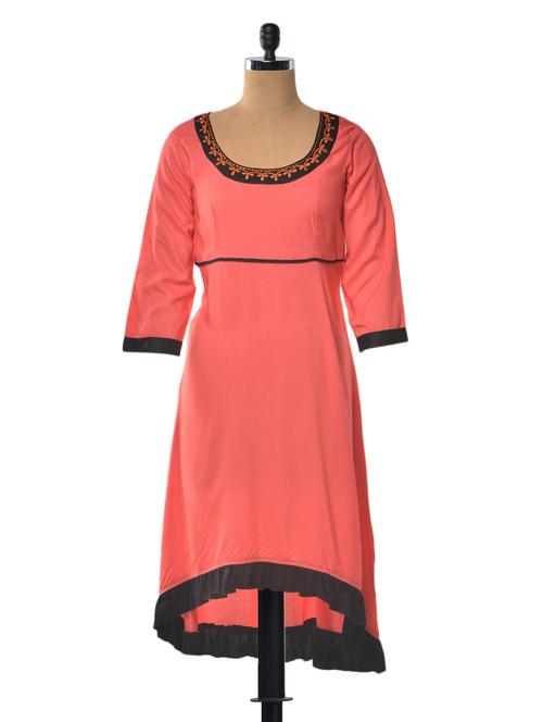 rayon round neck asymmetric kurta - 1023883 - Very Small Image - 1