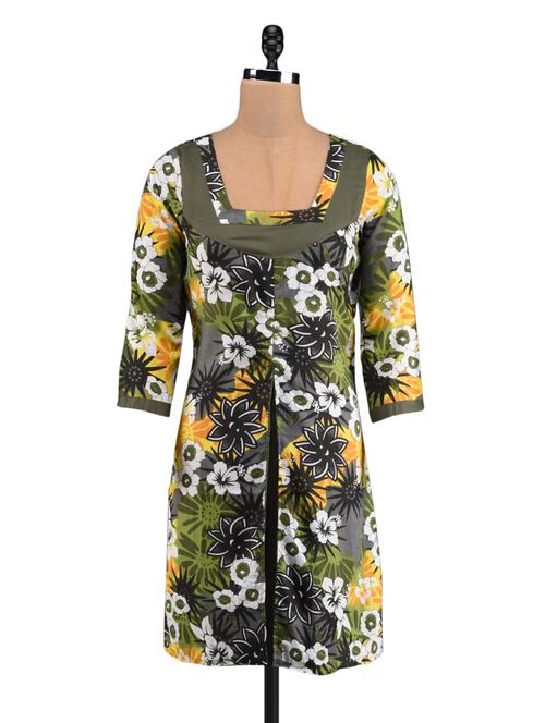 multicolored floral cotton kurti - 1023889 - Very Small Image - 1