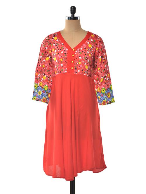 rayon v-neck kurta - 1023899 - Very Small Image - 1