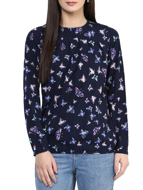 blue crepe top - 10241282 - Very Small Image - 1