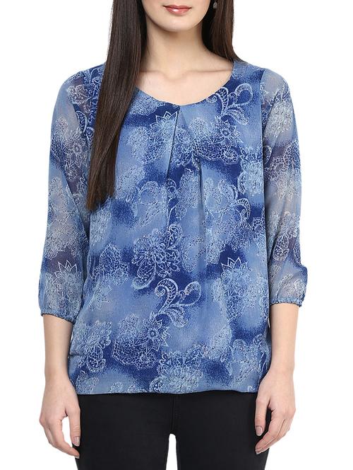 blue georgette top - 10241287 - Very Small Image - 1