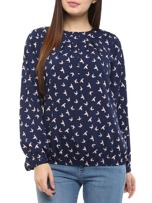pleated bird print top - 10241299 - Very Small Image - 1