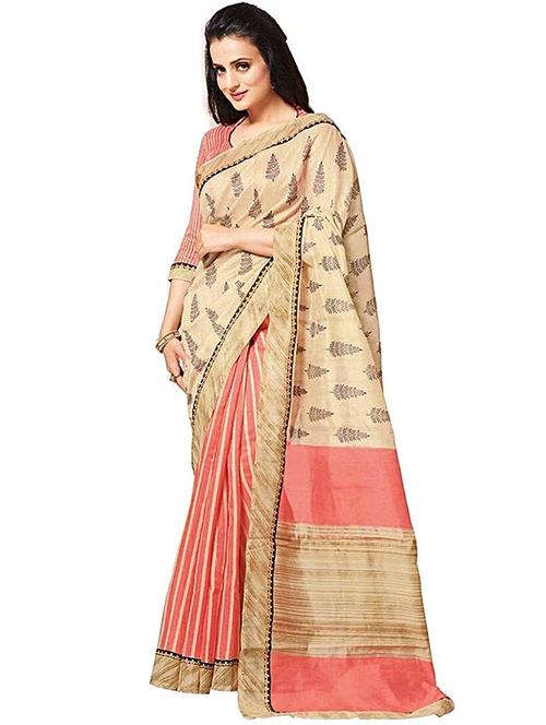 printed half & half saree with blouse - 10245383 - Very Small Image - 1