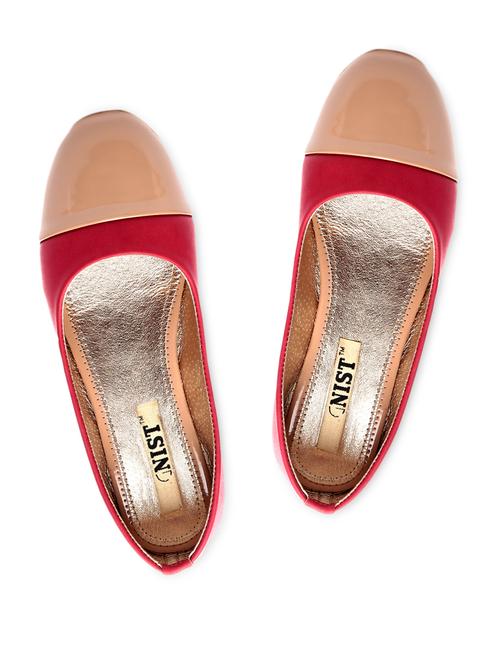 red & beige leatherette ballerinas - 1024923 - Very Small Image - 1