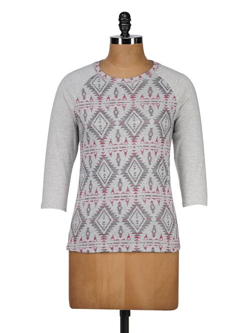 raglan sleeves printed cotton top - 1024971 - Very Small Image - 1