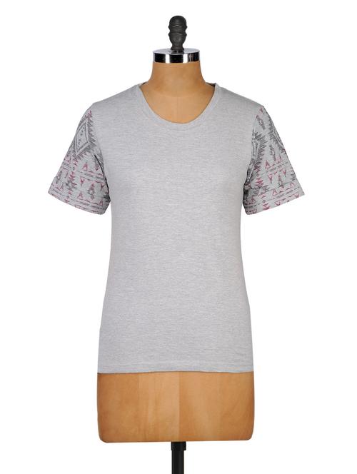 short printed sleeves top - 1024996 - Very Small Image - 1
