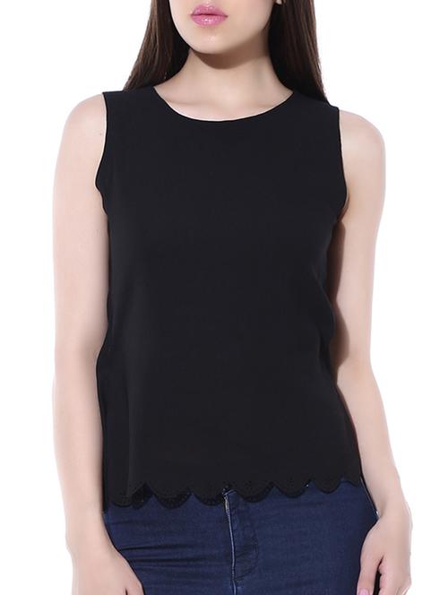 black poly georgette top - 10257521 - Very Small Image - 1